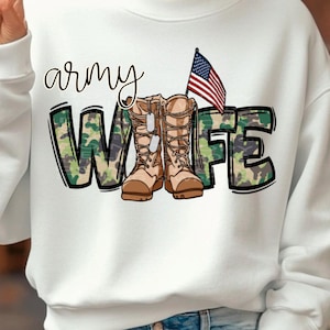Army Wife Patriotic PNG: American Flag Sublimation Design (Digital Download