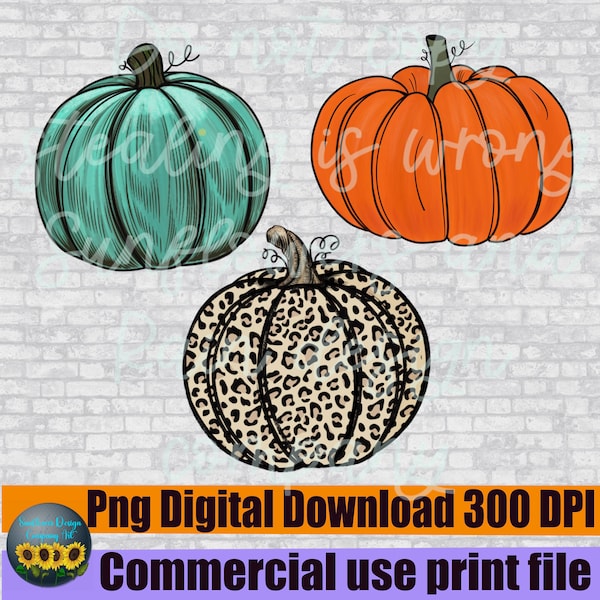 Pumpkins clipart png files for sublimation T-shirts. Teal, turquoise pumpkin, leopard Cheetah pink pumpkins. Halloween clipart,fall clipart