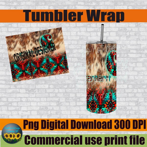 Country and western cow print, Aztec, tumbler wrap for sublimation tumblers. 20 oz, 30 oz. Ready to print digital download