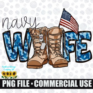 Navy Wife Sublimation Design: Patriotic American Flag PNG (Digital Download)