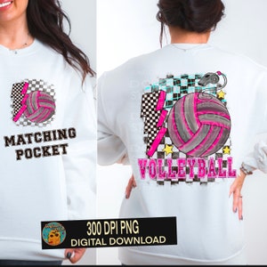Roze retro volleybal png, volleybal sublimatie png, retro png, volleybal vibes, wedstrijddag volleybal, digitale download, sublimatie shirts