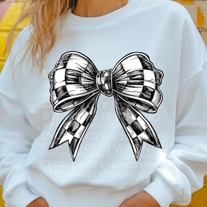 Checkered Coquette Bow Png, Coquette Checkered Bow Png, Bow Shirt Sublimation Design, Png, Retro Checkered Bow Png, Girly Png. Racing png