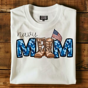 Navy Mom PNG File: Patriotic American Flag Sublimation Design (Digital Download