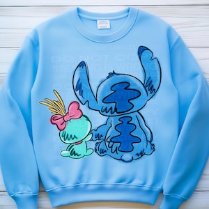 Stitch watercolor 2025 png, experiment 626 , magical castle png, new movie png, blue monster, tropical, family vacation, png file for DTF