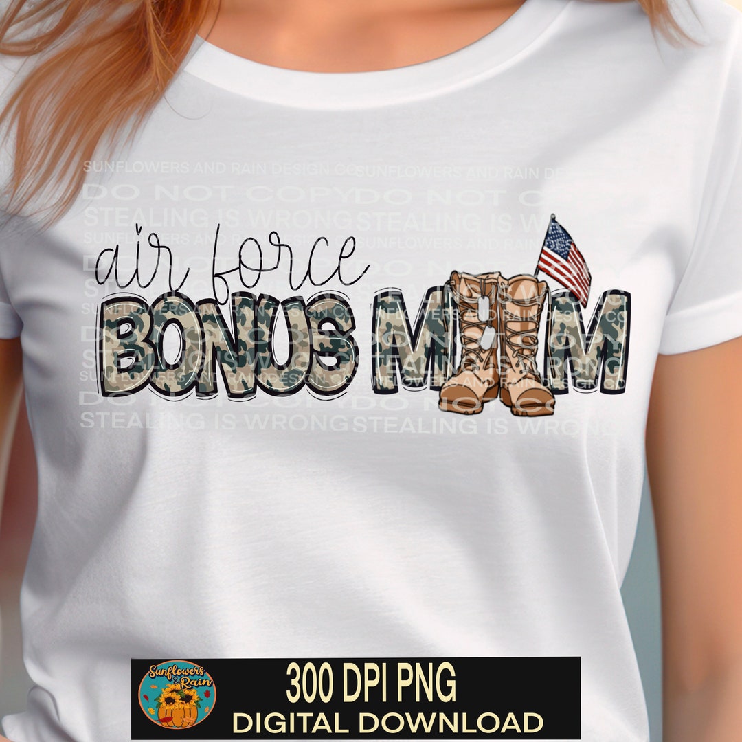Air Force Bonus Mom Png File for Sublimation Tshirts. Digital Download