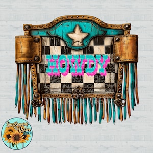 Fringe Turquoise Howdy PNG,Digital Download,Checkered ,Turquoise, Fringe Frame ,Western Sublimations,  Shirt Design, Sublimation Download