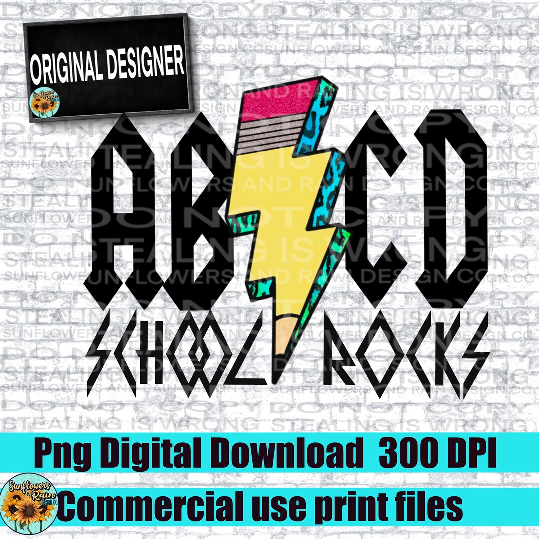 ABCD School Rocks Png File for Sublimation T-shirts.retro Leopard Print ...