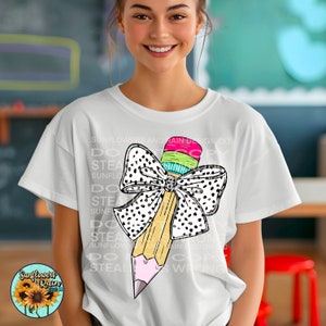Kokette Bleistift Png, Dalmatiner Bleistift Kokette Schleife, Schulanfang, Geschenk für die Wertschätzung des Lehrers, Schulanfang Shirt Design, Ersttagsschule