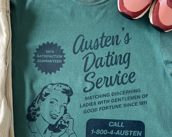 Camiseta de servicio de citas / Camiseta de Jane Austen / Camiseta de Orgullo y prejuicio / Camiseta para amantes de los libros / Camiseta divertida / Camiseta para amantes de la lectura