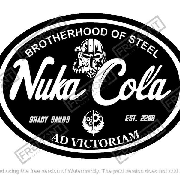 Brotherhood of Steel Nuka Cola Whiskey flask template, .svg and lightburn ready files.