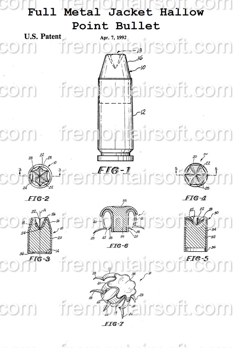 Hollow Point Bullet Patent Digital Art File Png and Svg Format Etsy