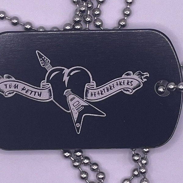 Military dog tag with chain Both Tom Petty Logos one on each side