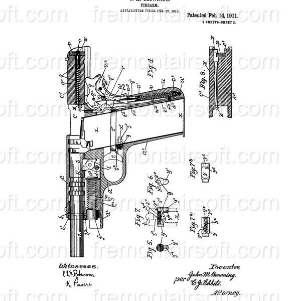 1911 firearms Patent folder. In .png format, .jpg format, Bmp format, svg format, and inverted svg format