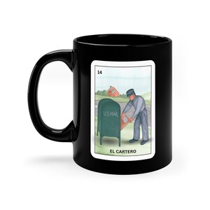 Taza El Cartero de la Loteria, Taza de café Mailman 11oz, Taza de Café