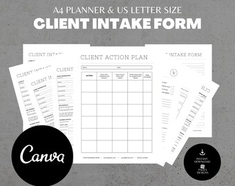 Client Intake Form Template, Canva Design (Digital Download)