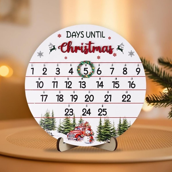 Christmas Countdown Sign,Wood Countdown Advent Calendar 2025,Days Untill Christmas,Countdown To Christmas,Holiday Xmas Decor,Christmas Gift