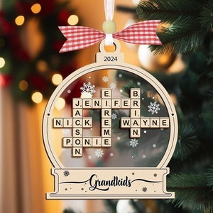 Enfeite de Natal com letras do Scrabble, Enfeite de Natal personalizado para avós, Enfeite de nome personalizado para netos, Natal para avós