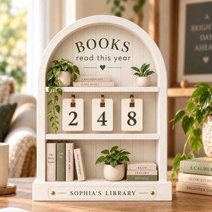 Personalized Book Reading Tracker, Books Read This Year Counter, Custom Library Sign, Book Lover Gift, Bookshelf Decor, Reader Gift