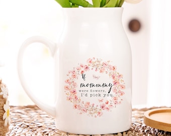 Regalo personalizzato per la festa della mamma, se le nane fossero fiori sceglierei te, vaso tazza, vaso di fiori regalo per la nonna, tazza brocca vaso piccolo in ceramica