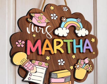 Personalized Teacher Door Hanger, Teacher Welcome Sign, Classroom Door Sign, Back to School Gift,Classroom Decor,Teacher Decor