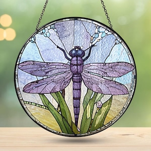 Atrapasol de vitral celta con forma de libélula, regalo para el Día de la Madre, atrapasol de libélula natural para jardín de primavera, colgante de ventana con forma de libélula