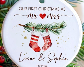 Our First Christmas As Mr and Mrs Ornament, First Christmas Married Ornament, Wedding Gift, Gift for Newlywed Couple, Christmas Gift