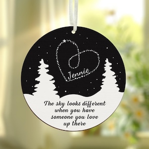 Personalized Memorial Ornament,The sky looks different when you have someone you love up theret,Remembrance Gift Mom Dad,Christmas Ornament