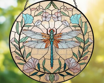 Dragonfly Celtic Stained Glass Suncatcher, Mom Grandma Mother Day Gifts, Spring Garden Nature Decor Window Hanging