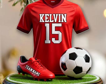 Personalized 2D Flat Soccer Ornament,Sport Christmas Ornament,Soccer Player Gift,Soccer Team Gift, Soccer Christmas Decoration, Gift For Son