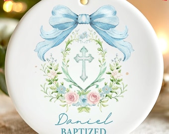 Décoration de baptême personnalisée, cadeau de baptême, décoration de baptême de bébé personnalisée, cadeau de première communion, premier souvenir de Noël de nouveau-né