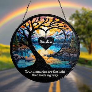 Memorial Stained Glass Suncatcher, Lightcatcher Loss Of Dad, Sympathy Gift Memorial Suncatcher, Father in Heaven, Memorial Gift Personalized