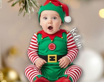 Custom Face Baby Ornament 2025, Baby ELF Ornament, Baby First Christmas Ornament, Baby Photo Ornament, Baby Christmas Gift, Newborn Gift