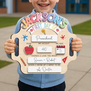 Personalized First And Last Day School Sign, Preschool Back to School, Kindergarten 1st Day of School Sign, Nursery Preschool Sign