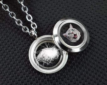 Personalisierte Haustier Fell Medaillon Halskette, Haustier Haar Andenken, Hund Gedenkstätte, Katze Sympathie Geschenk, Haustier Verlust Geschenk Haustier Gedenkschmuck Schmuck Kätzchen Fell Mama