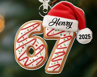 Personalized Name Six Seven Ornament, Funny Kids Christmas Ornament, 6 7 Christmas Tree Decoration, Gen Z Gen Alpha Christmas Gift, 67 Gift