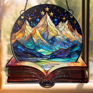 Book Lover Fantasy, Bookaholic Suncatcher Ornament, Book Reader Gift, Acrylic Window Hanging, Bookshelf Decor, Book Lover Gift,Bookish Gift