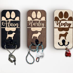 Porta guinzaglio personalizzato per animali domestici, regalo per animali domestici, decorazione con nome per animali domestici, cartello appeso per cani, gancio per guinzaglio per animali domestici con nome, gancio decorativo per anticamera, amante degli animali domestici, porta guinzaglio per cani