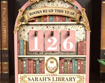 Vintage Book Read Tracker, Personalized Book Lover Gift, Reading Tracker,Library Decor, Books Read This Year Counter, Reading Lover Gift