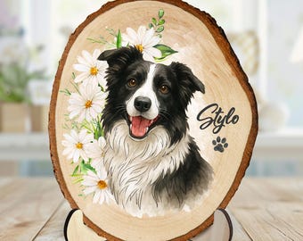 Dog Portrait Wooden Hanging, Custom Pet Portrait Dog Memorial Gift, Cat Photo Wall Art, Pet Loss Sympathy Gift, Pet Loss Gift