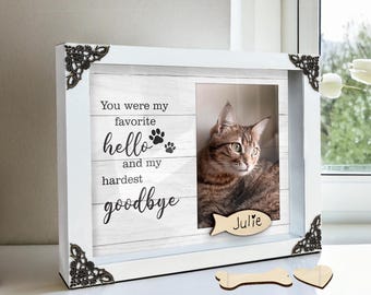 Cat Name Picture Frame,Dog Cat Memorial Wood Frame With Photo,Dog Memorial Gift,Pet Loss,Pet Sympathy,Dog Remembrance,Cat Frame,Pet Portrait