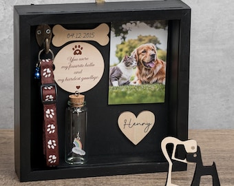 Personalized Pet Shadow Box, Pet Memorial Coller Holder Frame, Pet Loss Memory Keepsake Sympathy Gifts, Cat Lover Gift, Dog Passing Gifts