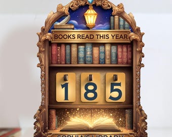Custom Books Read Tracker,Books Read This Year Counter,Book Lover,Book Tracker,Library Bookshelf Decor,Reader Gift,Reading Lover,Book End
