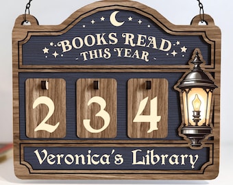 Personalized Books Read Tracker,Books Read This Year Counter,Book Tracker,Bookshelf Decor,Book End,Reader Gift,Book Lover,Gift,Bookish Gift