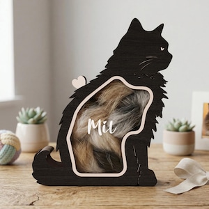 Haustier-Fell-Aufbewahrung, personalisierte Haar-Memorial-Box für Katze, hölzerne Haustierstatue, Fellandenken, Haustierverlustgeschenk, Katzenzahnhaar, Erinnerungsgeschenk
