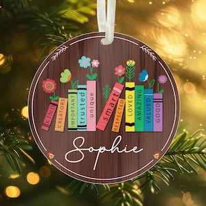 Custom Bookshelf Ornament, Custom Books Ornament, Custom Book Club Gift, Book Ornament Christmas, Bookish Gift, Book Lover Gift, Reader Gift