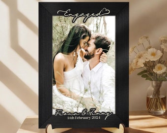 Engagement Photo Frame, Engagement Gift, Wedding Gifts, Personalised Gift for Engaged Couple, Wife Gifts, Lovers Gift, Meaningful Valentines
