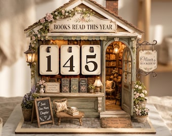 Marcador de Leitura Personalizado para Livraria, Placa Personalizada com os Livros Lidos Este Ano, Balcão de Livros de Madeira, Decoração para Amantes de Livros, Marcador de Leitura Personalizado para Biblioteca