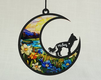 Chinese Crested Dog Memorial Suncatcher, Loss of Pet Sympathy Gift, Custom Dog Name Wall Decor for Chinese Crested Lovers, Car Hanging