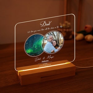 Papa, nous t'aimons plus que toutes les étoiles dans le ciel veilleuse, cadre photo personnalisé phase de lune, cadeau fête des pères de la fille, anniversaire de papa