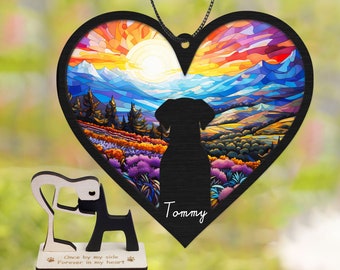 Dog Memorial Suncatcher Custom Pet Name Remembrance Ornament Loss of Pet Sympathy Gift Gift Dog Mom Dog Lovers Window Hanging Car Accessory